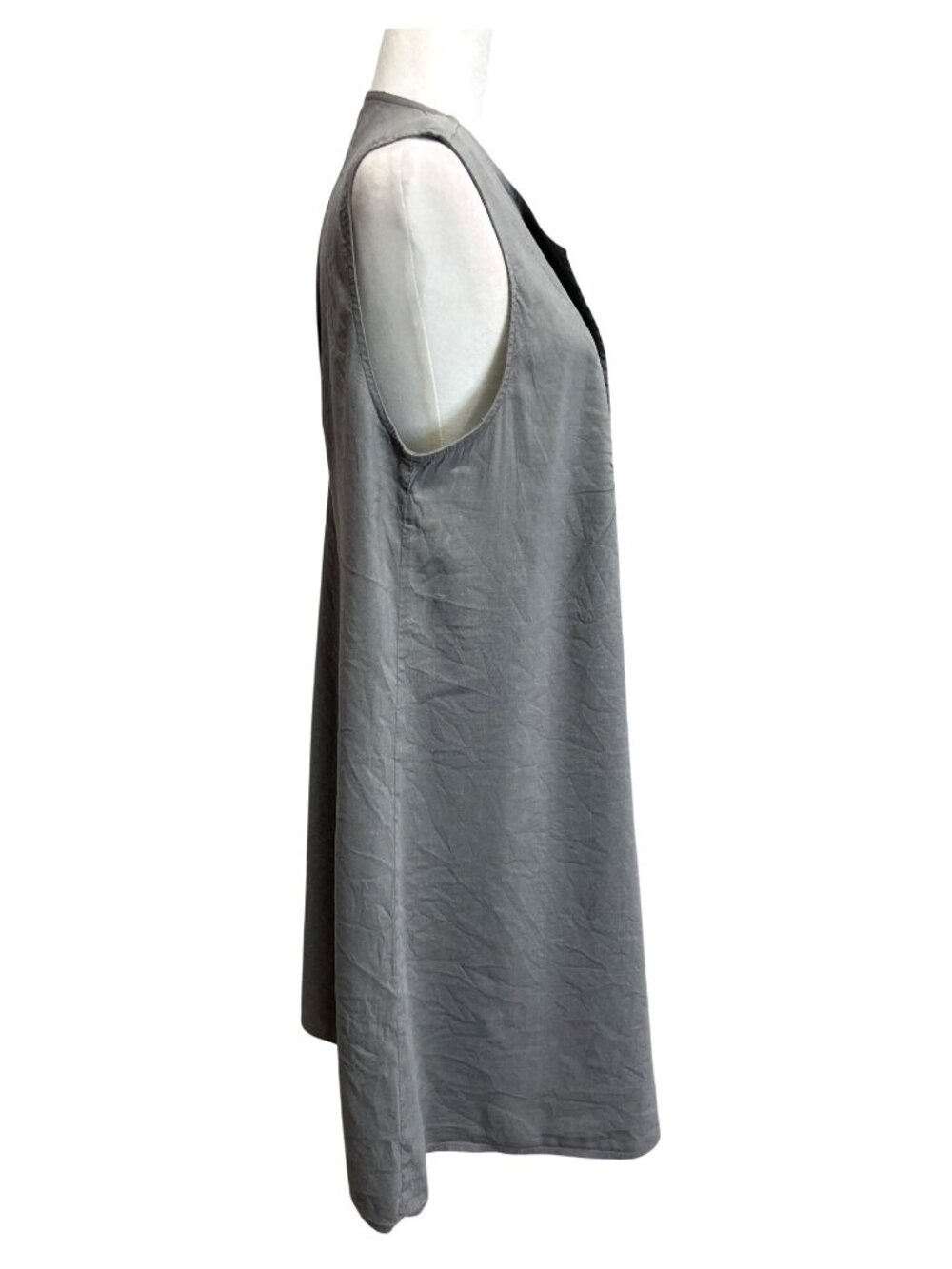 Eileen Fisher Womens Size L Dress Gray Sleeveless Linen Button-Up Italian Fabric - Picture 2 of 8